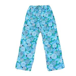 Lilly Pulitzer Floral Light Cotton Pajama Pants in Teal Green, size XS